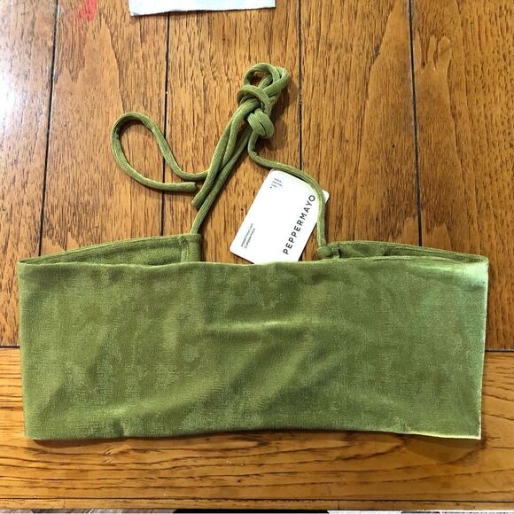NWT Peppermayo Pool Suite Crop Halter Top Lime Green - 10 - Picture 5 of 8